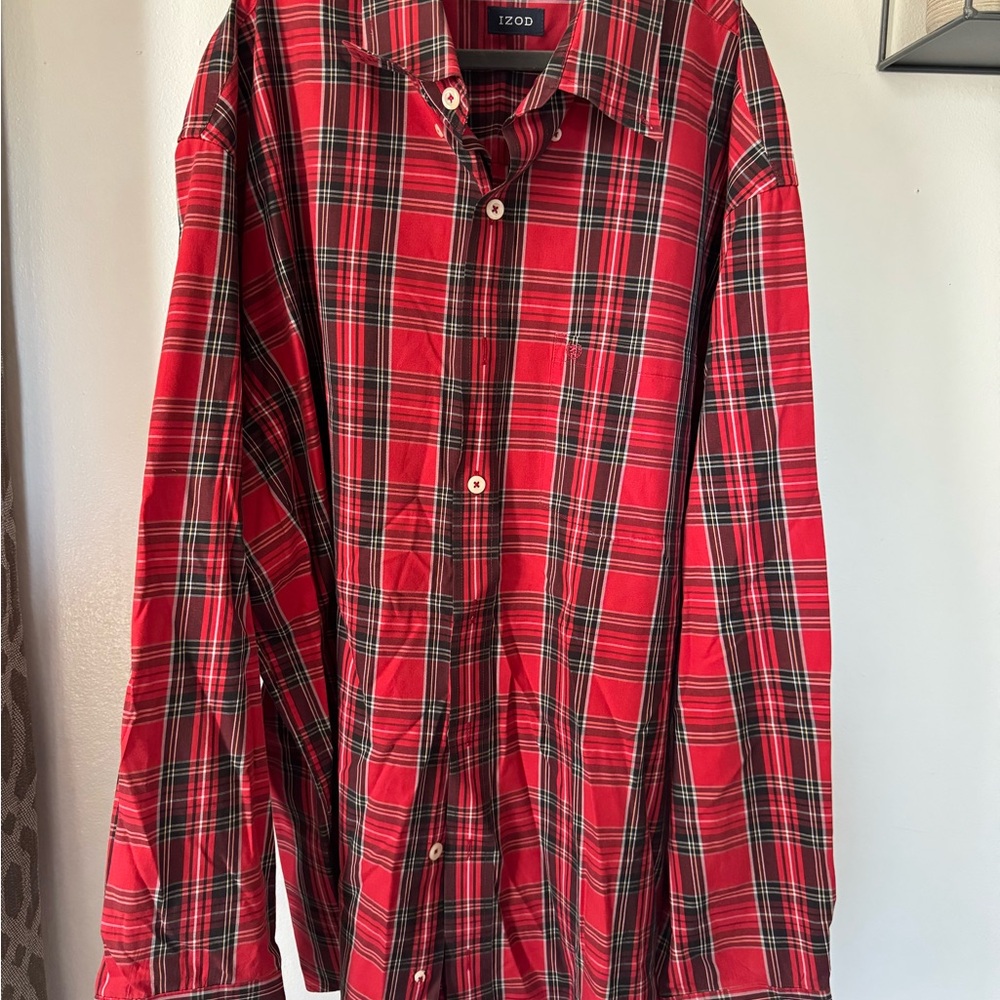 IZOD Red Plaid Button-Up Shirt